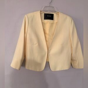 John Meyer Lemon Cream Cropped Open-Front Women's Blazer hook closure Size 16